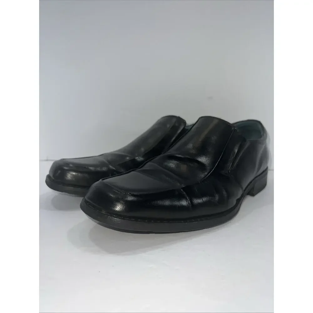Bacco Bucci Studio Mens Size 11 Black Leather Loafers Square Toe Slip On 8684-14